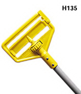 View: H125 Side Gate Wet Mop Handle, Large Yellow Plastic Head, Gray Aluminum Handle